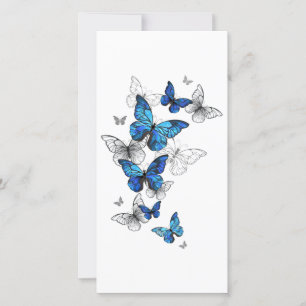 Blue Flying Butterflies Morpho Bedankkaart