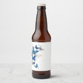 Blue Flying Butterflies Morpho Bier Etiket (Voorkant)