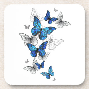 Blue Flying Butterflies Morpho Bier Onderzetter