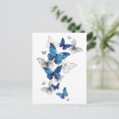 Blue Flying Butterflies Morpho Briefkaart (Staand voorkant)