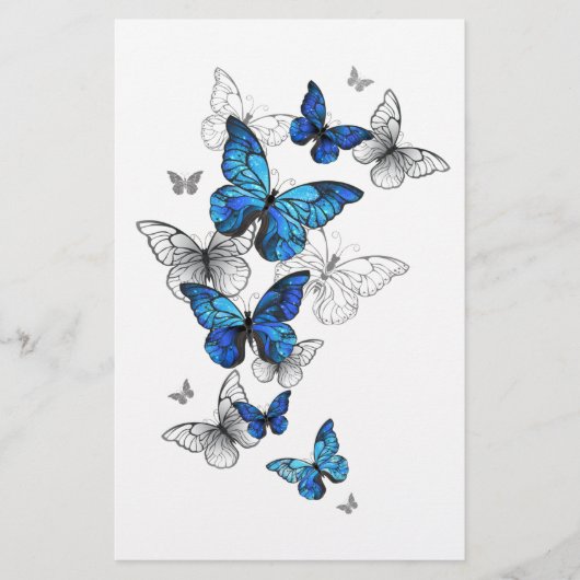 Blue Flying Butterflies Morpho Briefpapier (Voorkant)