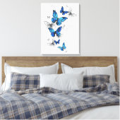Blue Flying Butterflies Morpho Canvas Afdruk (Insitu (Slaapkamer))