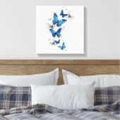 Blue Flying Butterflies Morpho Canvas Afdruk (Insitu (Slaapkamer))