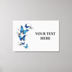Blue Flying Butterflies Morpho Canvas Afdruk