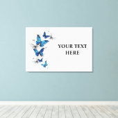 Blue Flying Butterflies Morpho Canvas Afdruk (Insitu (Houten vloer))