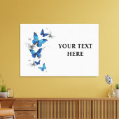 Blue Flying Butterflies Morpho Canvas Afdruk (Insitu (Woonkamer))