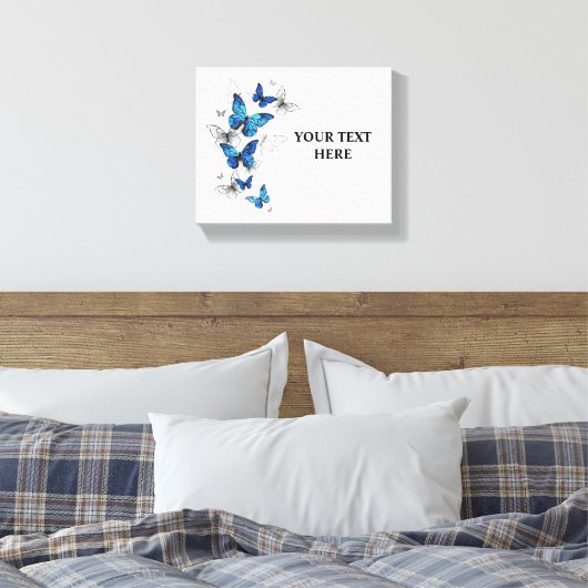 Blue Flying Butterflies Morpho Canvas Afdruk (Insitu (Slaapkamer))