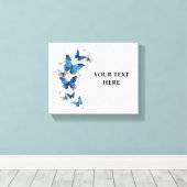 Blue Flying Butterflies Morpho Canvas Afdruk (Insitu (Houten vloer))