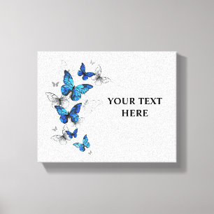 Blue Flying Butterflies Morpho Canvas Afdruk