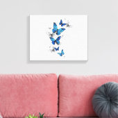 Blue Flying Butterflies Morpho Canvas Afdruk (Insitu (Woonkamer))