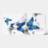 Blue Flying Butterflies Morpho Case-Mate iPhone Case (Achterkant (horizontaal))