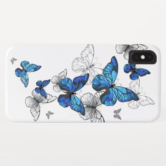 Blue Flying Butterflies Morpho Case-Mate iPhone Case (Achterkant (horizontaal))