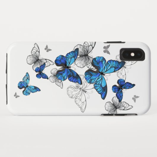 Blue Flying Butterflies Morpho Case-Mate iPhone Case (Achterkant (horizontaal))