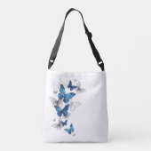 Blue Flying Butterflies Morpho Crossbody Tas (Achterkant)