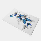 Blue Flying Butterflies Morpho Deurmat (Schuin)