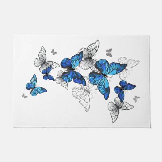 Blue Flying Butterflies Morpho Deurmat (Voorkant)