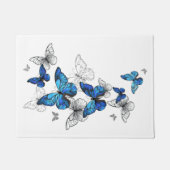 Blue Flying Butterflies Morpho Deurmat (Voorkant)