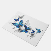Blue Flying Butterflies Morpho Deurmat (Schuin)