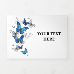 Blue Flying Butterflies Morpho Drieluik Kaart