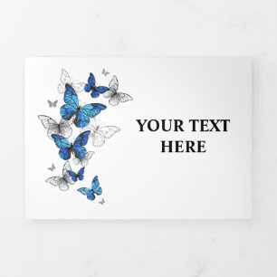 Blue Flying Butterflies Morpho Drieluik Wenskaart