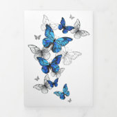 Blue Flying Butterflies Morpho Drieluik Wenskaart (Cover)