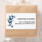 Blue Flying Butterflies Morpho Etiket (Insitu)