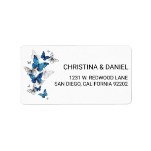 Blue Flying Butterflies Morpho Etiket