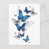 Blue Flying Butterflies Morpho Feestdagenkaart (Voorkant)