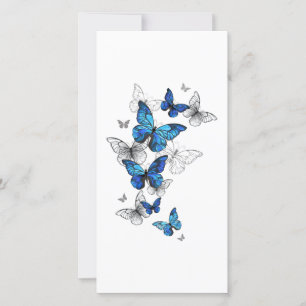 Blue Flying Butterflies Morpho Feestdagenkaart