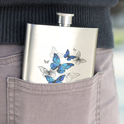 Blue Flying Butterflies Morpho Flacon (Voorbeeld)