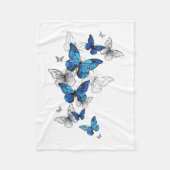 Blue Flying Butterflies Morpho Fleece Deken (Voorkant)