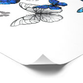 Blue Flying Butterflies Morpho Foto Afdruk (Hoek)