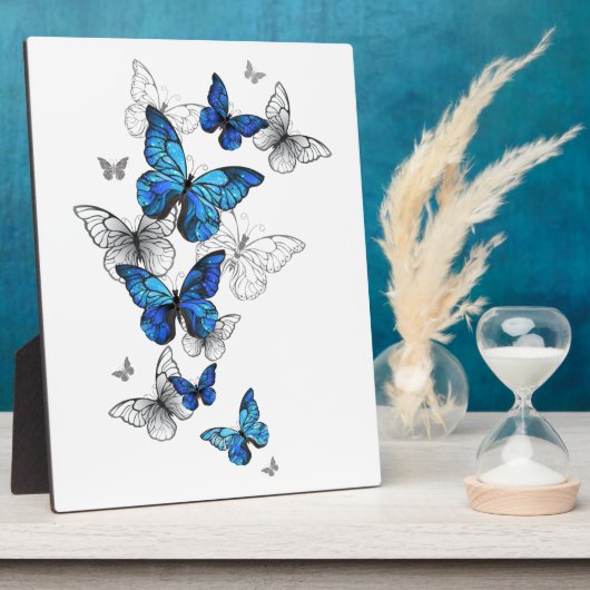 Blue Flying Butterflies Morpho Fotoplaat (Zijkant)
