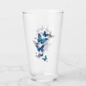 Blue Flying Butterflies Morpho Glas (Achterkant)
