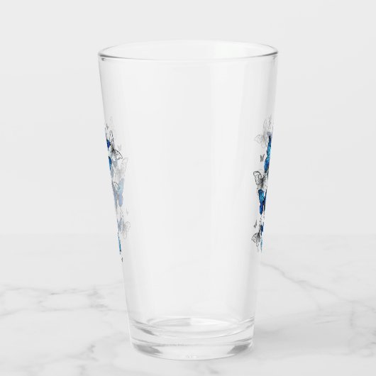 Blue Flying Butterflies Morpho Glas (Rechts)