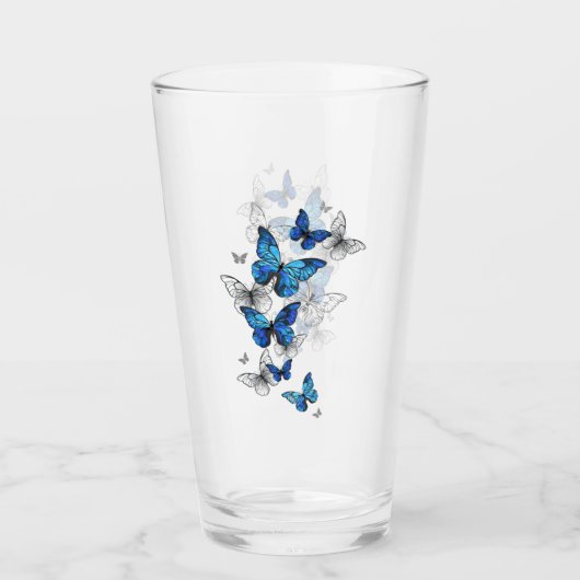 Blue Flying Butterflies Morpho Glas (Voorkant)