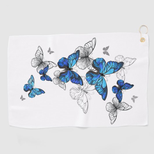 Blue Flying Butterflies Morpho Golfhanddoek (Horizontaal)