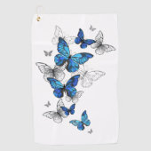 Blue Flying Butterflies Morpho Golfhanddoek (Voorkant)