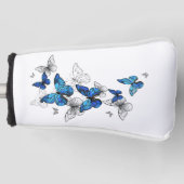 Blue Flying Butterflies Morpho Golfheadcover (Voorkant)