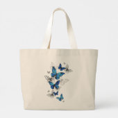 Blue Flying Butterflies Morpho Grote Tote Bag (Achterkant)