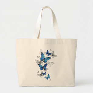 Blue Flying Butterflies Morpho Grote Tote Bag