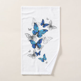 Blue Flying Butterflies Morpho Handdoek