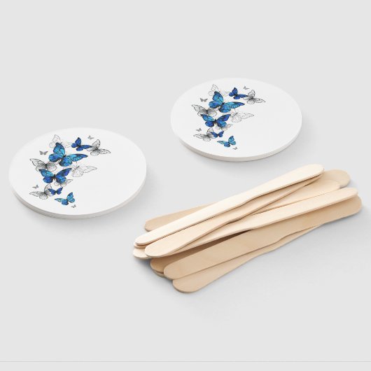 Blue Flying Butterflies Morpho Handwaaier (Niet-gemonteerd)