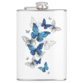 Blue Flying Butterflies Morpho Heupfles (Voorkant)