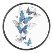 Blue Flying Butterflies Morpho Hockey Puck (Voorkant)