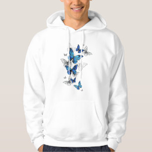 Blue Flying Butterflies Morpho Hoodie