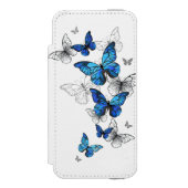 Blue Flying Butterflies Morpho Incipio iPhone Portemonnee Hoesje (Voorkant Agenda)