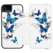 Blue Flying Butterflies Morpho Incipio iPhone Portemonnee Hoesje (Agenda Open)