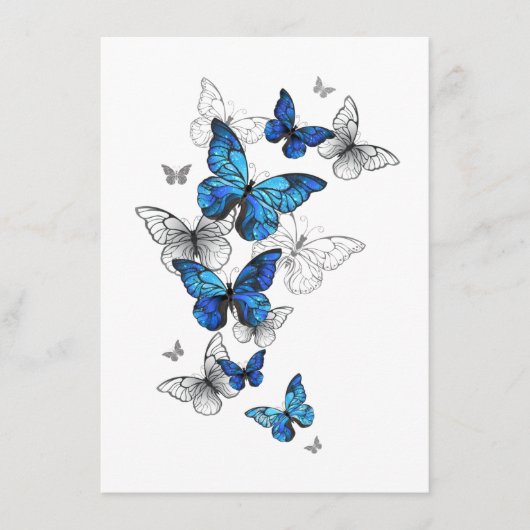 Blue Flying Butterflies Morpho Informatiekaartje (Voorkant)