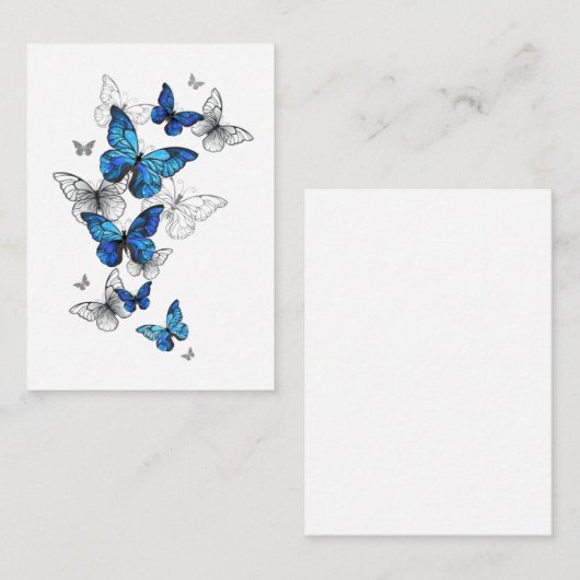 Blue Flying Butterflies Morpho Informatiekaartje (Voorkant / Achterkant)